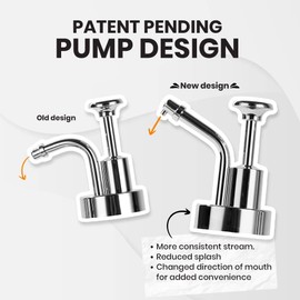 Molimoli Coffee Syrup Dispenser for Coffee Bar, Pump Dispenser, Glass Syrup Bottle w. Upgraded Pump, 16.9 oz 500 ml, Set of 2, Silver
