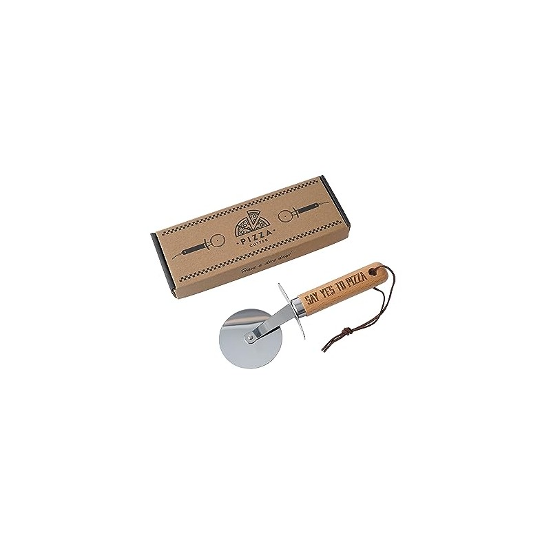 CGB Giftware | Wooden Handle Pizza Cutter | Engraved with