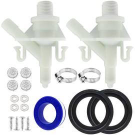 385311641 RV Water Valve Replacement Kit, RV Toilet Valve, Fits for Sealand Dometic 300 301 310 320 321 Pedal Flush Toilets, for Camper Trailer Toilets, Includes Toilet Washer (2 Sets)
