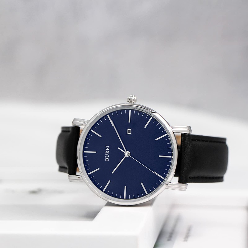 BUREI Classic Men Wrist Watch Ultra Thin Case Minimalist Analogue