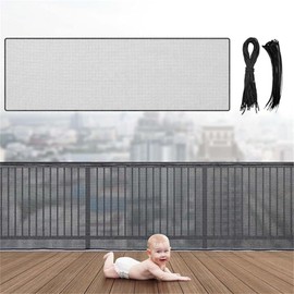 Children's Balcony Guardrail Net, Banister Guard Net for Baby, Balcony Netting for Pets, Stair Rail Safety Guard Net, Easy to Install Stair Netting for Kids, Pets, Toys(10ft Lx 2.6ft H,Black)