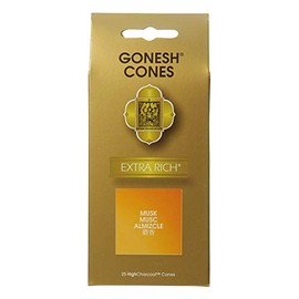 GONESH Incense Cone (Incense) Musk (Oriental, Soft, Sweet Scent) Pack of 25