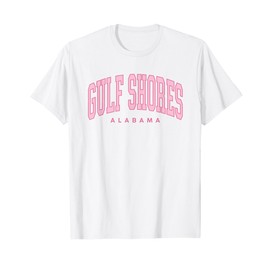 Gulf Shores Alabama Preppy Retro Throwback Pink Womens Girls T-Shirt