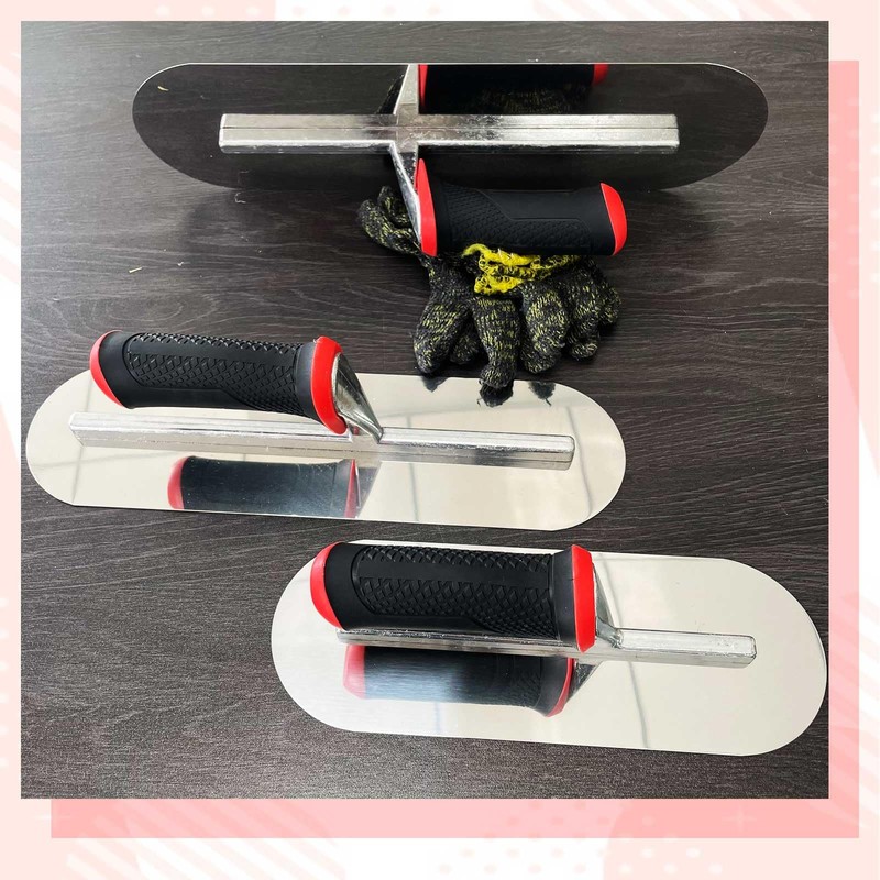 Hubaow 3 Pack Pool Trowels, 0.7mm Thickness Stainless Steel Concrete