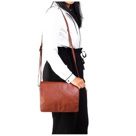 VISCONTI - Damen Leder Umhängetasche - Crossbody Bag Mittelgroß - Arbeitstasche mit Verstellbarer Schultergurt - TESS - 754 - Braun