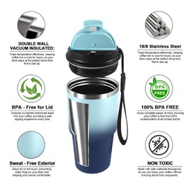 JAPORIA Termo 600ml, Termo in Acciaio Inossidabile con Doppia Pared Aislante, Riutilizzabile, Privo di BPA, Tazza Termica Portatile a Doppia Pared con Coperchio, per Ciclismo, Ufficio, Caffè