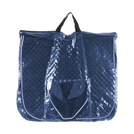 Equinavia Voss Dressage Saddle Pad and Crocheted Bonnet Set - Bluestone Blue/White - Horse