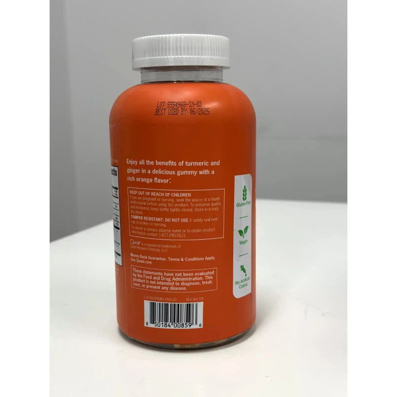 Qunol Turmeric Plus Ginger, 100 Day Suply 200 Gummies 500mg