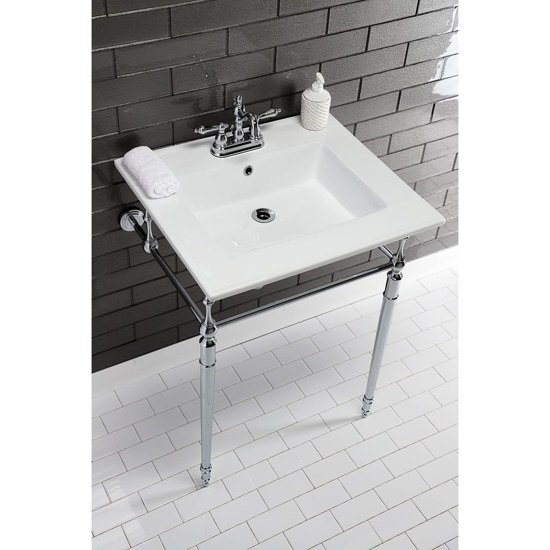 Kingston Brass LBT25227W34 Continental Vanity Sink Top, White 25.19 x