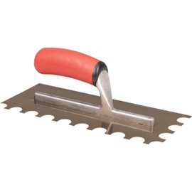 BARWALT Ultrastainless Notched Trowel, U-Shaped 3/4 x 19/32 x 25/64 Inch Notches, Stainless Blade Tiling Tools, BWT70961