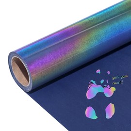 Reflective Rainbow Plotter Film Textile, 30.5 cm x 183 cm Holographic Vinyl Film Plotter Flex Film for Cricut, Textiles Transfer Film for Iron-On DIY T-Shirt, Fabrics