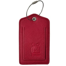Bookjah Premium PU Leather Luggage Tag with Stainless Steel Ring, Hidden Address Slot for Privacy, Stylish Design, Versatile Use for Bags, Backpacks, and Suitcases – Durable and Elegant (Dark red)