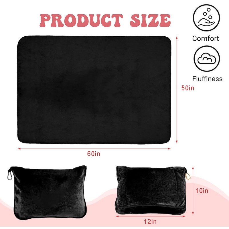 Travel Blanket & Pillow Set - Soft 2-in-1 Airplane Blanket,