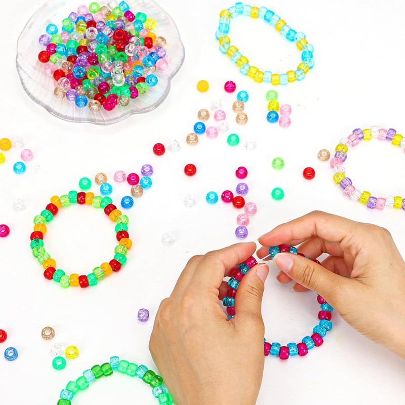 Pack of 300 Beads for Bracelets, Beads for Threading, Pony