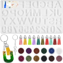 Kit para Hacer Moldes de Resina DIY Moldes de Silicona para Letras y Números, Fácil Desmoldado y Vertido sin Esfuerzo para Decoración y Creación de Llaveros