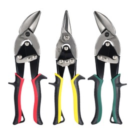 Dekeliy Aviation Tin Snips Set, Straight Heavy Duty Left and Right Tin Cutting Shears, 3-Piece Metal Cutters With Comfort Grips and Safety Latch