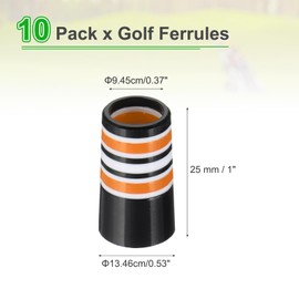 PATIKIL Golf Ferrules 0.370 Inch ID, 10 Pack Tapered Golf Club Ferrules Multi-Ring Iron Ferrule Rings for Taper Tip Iron Wedge Shaft Fits Steel Graphite Shafts, Orange
