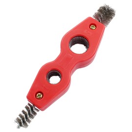 Hordion 4-in-1 Copper Pipe Cleaner, 1/2" & 3/4" Deburring Brush Inner & Outer Thread Cleaner Tool Copper Cleaning Brush for Brazing Plumbing Soldering (Red)