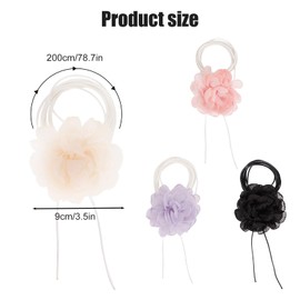 4pcs Flower Necklace for Choker Woman, 3.54" Elegant Fabric Rose Necklace, Big Mesh Floral Necklace for Wedding Party Bridal Shower Prom Anniversary Cosplay Daily Use (4 Colorful)