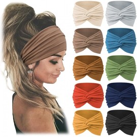Women's Wide African-Style Badminton Headband & Hair Scarf for Exercise 25*18/Apricot 15ea