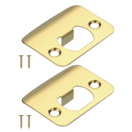 PATIKIL Door Strike Plate 2-1/4"x1-3/4",2Pcs Round Corner Extended Lip Strike Plate,Universal Security Latch Strike Deadbolt Strike Plate with Screw Interior & Exterior Door,Gold