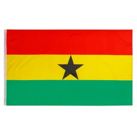 PHENO FLAGS Ghana Flag - Ghana Flag 90 x 150 cm with Brass Eyelets - Weatherproof National Flag for Flagpole - 100% Polyester