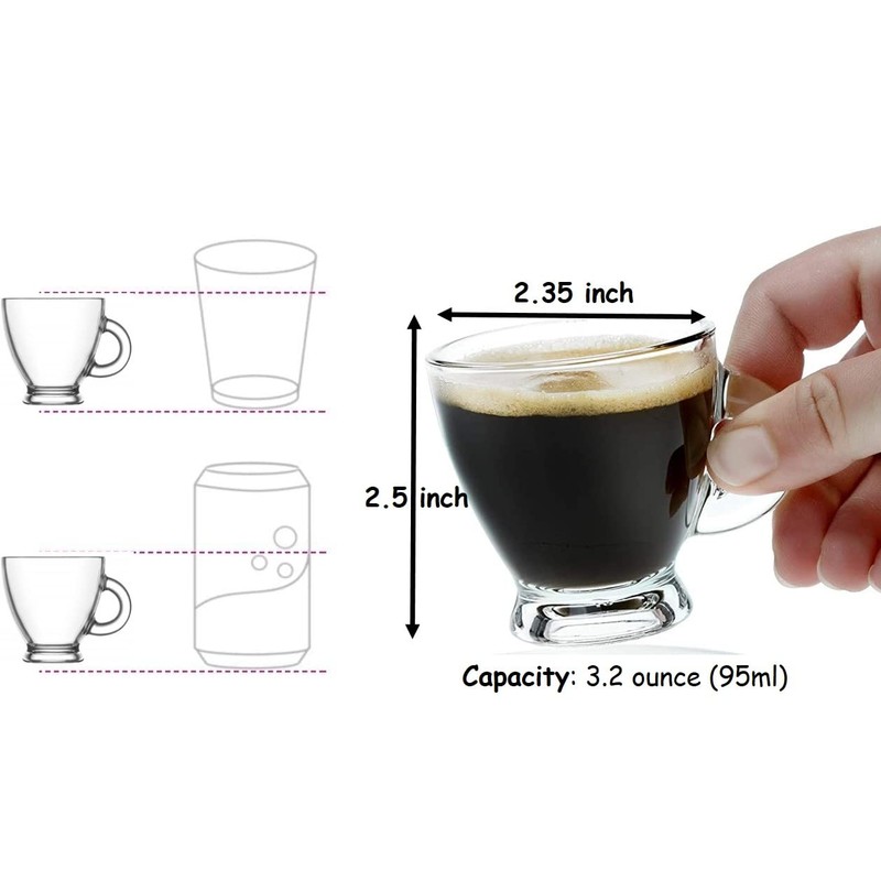 BOHEM'S Espresso Cups, 3.2 oz Small Demitasse Clear Glass Espresso