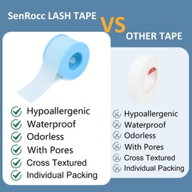 Lash Tape for Eyelash Extensions Eyelash Tape Silicone Gel Sensitive lash Extension Tape Pain-Free Removal Breathable Micro-Porous Eyelash Extension Tape (1 Roll Blue L)