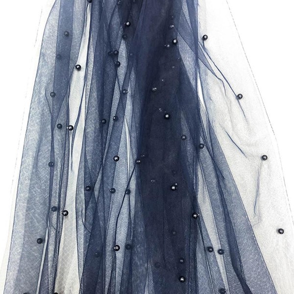 1Yard*1.5 Meters Pearl Tulle Favric Dark Blue Nylon Sheer Mesh