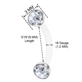 KJM Fashion Flexible Acrylic Banana Ear Helix Earrings 1.2 mm 16 g Pack of 2, Acrylic