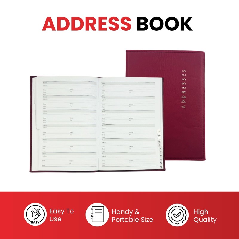 A5 Burgundy Address Book by Janrax