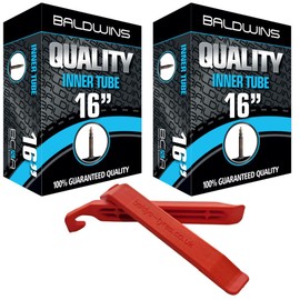 PAIR 16" Baldwins Cycle/Bike Inner Tube 16" x 1.75 to 2.125 (Fits any 1.75, 1.85, 1.90, 1.95, 2.0, 2.10, 2.125 tyre) Presta/French Type Valve & BALDY'S TYRE LEVERS