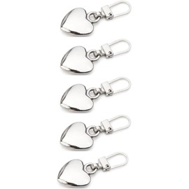 5Pcs Silver Heart Shape Zipper Pull Pieces Detachable, Cute Creative Zippers Replacement Repair Kits for Coats Jackets Pants Luggage Decorative Zipper Pulls, Zippers, Fasteners