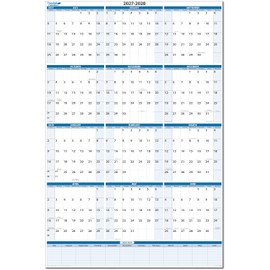 Fiscal/Academic Split Year July 2027 to June 2028 Vertical 12 Month Wall Calendar 36" x 24" - Dry & Wet Erasable with Next Year Planner Area. Complete with Fine tip Dry-erase Marker and Eraser