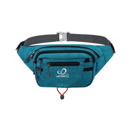 WATERFLY Bum Bag Belt Bag for Men and Women Sports Waist Bag for Running Fitness Jogging Hiking, Peacock Blue New, Multiple compartments