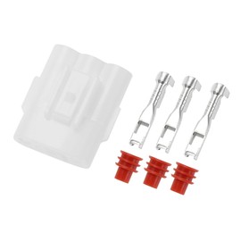 INFINAUTO 3 Pin Car Electrical Wire Connector Plug Housing Kits, 2mm Series Car RV Truck Female Wire Terminal Connector White, 1 Set