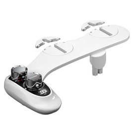 Aquatiz Non-Electric Bidet Attachment for Toilet Seat, Dual Temperature Rear and Feminine Wash, 7.9ft Hot Water Hose, Temperature Display