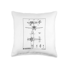 Messerschmitt Bf 108 Taifun WW2 German Plane Blueprint Throw Pillow