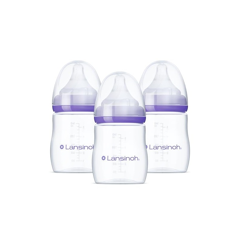 Lansinoh Biberones con Tetina Natural Wave, Transparente, 5 Oz, Paquete