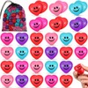 48 Pcs Valentine Heart Smile Face Stress Balls Mini Heart Shape Foam Ball Stress Relief Balls for Valentine Party Favors Gift Fillers School Carnival Reward Supplies (Multi Colors)