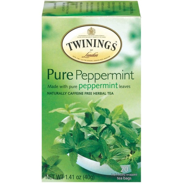 Twinings of London Pure Peppermint Herbal Tea Bags, 20 Count (Pack of 6)