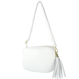 modamoda de - T240 - Small Italian Leather Shoulder Bag, White