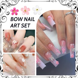 JEYORZY 1 Box Nail Art Charms, 3D Flowers Nail Art Charms, Acrylic Flowers Nail Rhinestone with Ornaments, Nail Gems, Nail Accessories for Girls, Nail Art Decoration, DIY Craft Nail Design