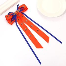 Boderier Game Day Accessories Hair Bows for Women Football Hair Bow Clip Long Tail Satin Ribbon Bow Barrette Hair Clip Sports Fan Hair Accessories orange blue