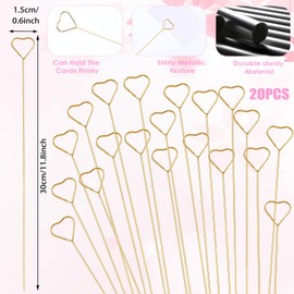ADLABLD 20Pcs Picture Holders for Centerpieces, Heart Floral Place Card Holder Gift Card Holder Picks for Flower Bouquet Wedding Party Birthday