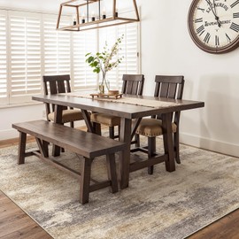 Washable Abstract 6x9 Area Rug: Low Pile and Non-Slip Rubber Backing Modern Large Soft Stain-Resistant Carpet for Living Room Bedroom Dining Room Kitchen and Home Office Brown Beige