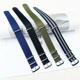 Verbstel Nylon Watchband Replacement Quick Release Heavy Buckle Watchstraps for Men Women (18MM, Black Gray/Green/Blue/Black)
