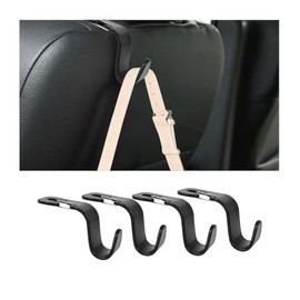 Zpana Car Seat Headrest Hook, 4PCS Vehicle Seat Back Hanger Hook with Metal Lock, Multifunctional Auto Interior Purse Handbag Storage Organizer Accessories, Universal for SUV RV Truck (Black)