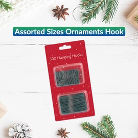 300 Pk Assorted Sizes Ornaments Hook | Christmas Tree Decorations | Christmas Baubles Hanging Hooks (GREEN)