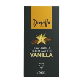 Dimello Vanilla Flavoured Ground Coffee, 250g - Luxurious Filter Blend with Central & South American Beans, Ideal for Cafetiere & Filter Brewing
